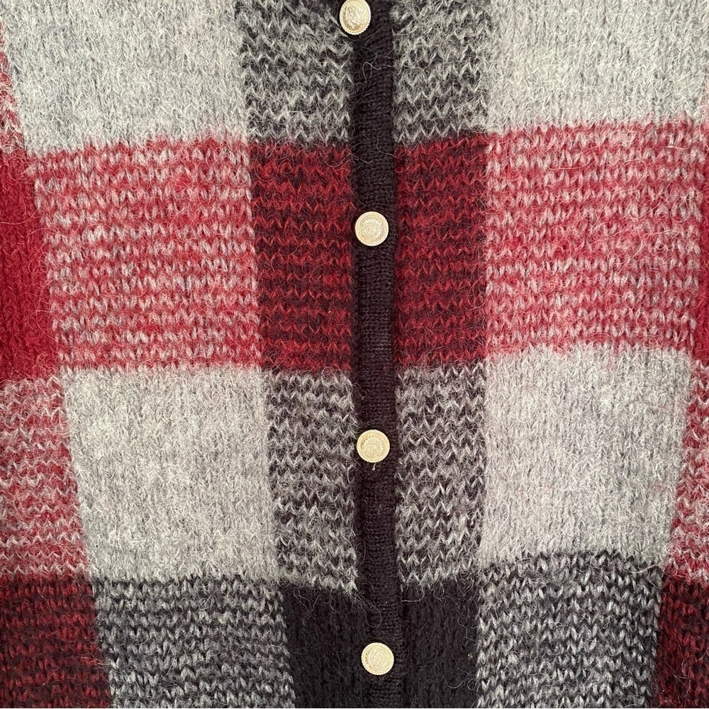 DRESSBARN Vintage Cardigan Mohair Blend Black Red Grey Check Women Plus 18-20 - Picture 5 of 12